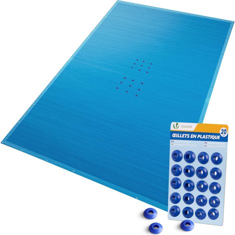 Bâche Piscine Rectangulaire en Polyéthylène 160g/m2 Bâche Imperméable Résistante Double Couche avec Oeillets en Aluminium Couverture Étanche 6x12m Bleu Foncé (1/5)