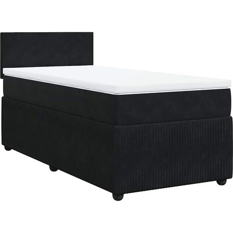 vidaXL Giroletto a Molle con Materasso Nero 80x200 cm in Velluto (1/5)