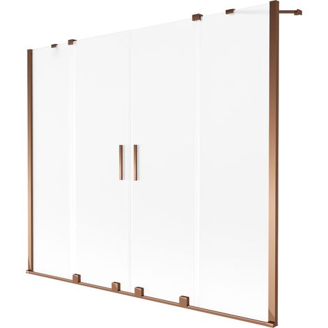 Mexen Velar Duo Badewannen-Faltwand 2-flügelig schiebbar 190 x 150 cm, matt, Roségold - 896-190-000-32-60 (1/2)