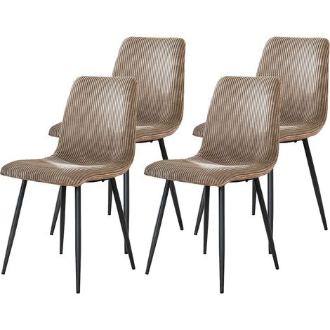 Iris - lot de 4 chaises - en velours côtelé et velours - latte (1/4)