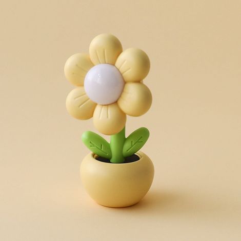 Veilleuse Pot De Fleurs - Veilleuse LED Miniature À Batterie Pile Bouton - Éclairage Doux Chaud Pour Chambre Bureau Décoration Intérieure - 1 Pièce (1/2)