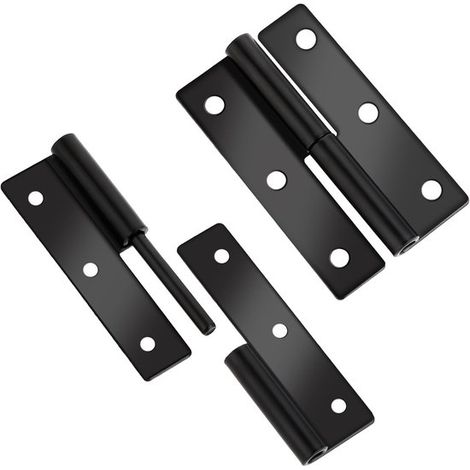 Juego de 2 bisagras redondas negras para puerta, 6,3 cm, acero inoxidable, desmontables, inoxidables, silenciosas, robustas (bisagra izquierda) (1/5)
