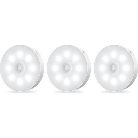 Tira de luces LED para armarios con sensor de movimiento, recargable, con imán adhesivo, luz nocturna, inalámbrica, para encimeras de cocina y armarios (paquete de 3). (1/5)
