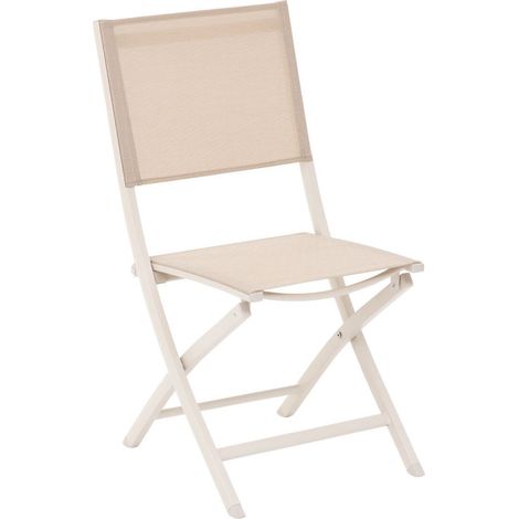 Hesperide – Lot de 4 chaises de jardin pliantes en aluminium traité époxy – Assise en texaline antirouille et anti UV – Faciles à ranger
