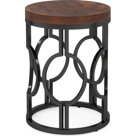 Petite table de salon, table d’appoint ronde, table basse, table de chevet pour chambre (1/5)