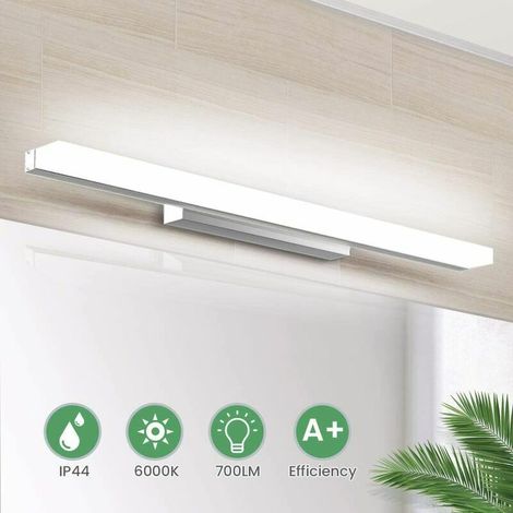 40 cm LED-Badezimmerspiegelleuchte, 700 lm, 8 W, 6000 K, Schutzart IP44, neutralweißes Licht (ohne Schalter).