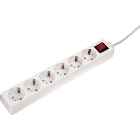 Multiprise 6 prises avec interrupteur et sécurité enfant pour usage en intérieur d'après la norme IP20 et câble H05VV-F 3G1,5 de 1,4 m (1/2)