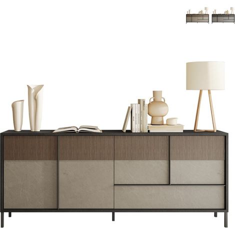 Großes Sideboard 4 Türen, 1 Schublade und 2 Regale B206 cm - EVEREST (1/5)