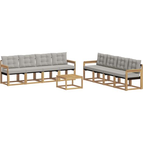 Set di divani da esterno 9 pcs Bianco e Grigio Chiaro vidaXL