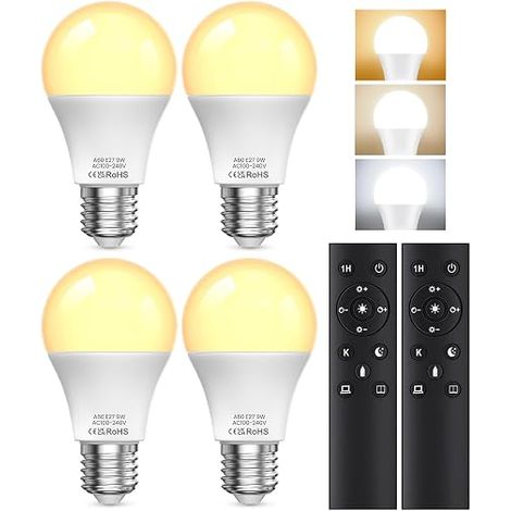 Ampoule E27 LED ampoules led 9W Ampoule LED E27 Dimmable 3000K-6000K Ampoule Minuterie Fonction Mémoire Décoration d'Intérieur (1/5)