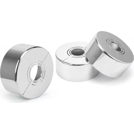 Rosace robinet 3 pièces – Cache tuyau pour diamètres 20/25/33 mm – Installation sans outils – Galvanoplastie multicouche durable (1/5)