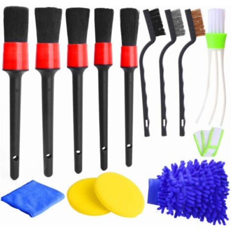 13 Pcs Lot de Brosse Nettoyage Voiture Pinceau à Détail de Voiture pour Lavage Roue, Moteur, Tableau de Bord, Bouches D'aération et Intérieur, Extérieu