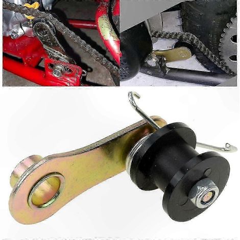 Tendeur de chaîne réglable pour motos avec ressort et rouleaux, pour une utilisation sur véhicules motorisés. (1/5)