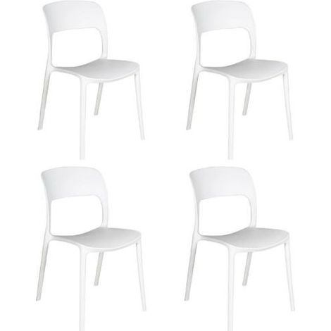 GLOUPIE Set 4 Sedie Ralph In Polipropilene Solido E Resistente Alle Intemperie Bianco, Impilabili, L 46 x P 56 x H 83 Cm (1/5)