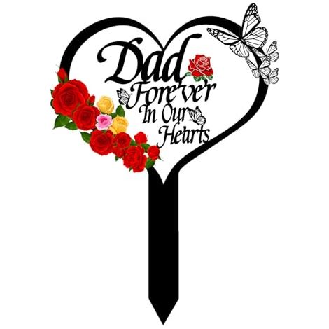 Placa conmemorativa de acero inoxidable en forma de corazón, estilo moderno, para lápida exterior, cementerio o jardín, color negro universal. (1/5)