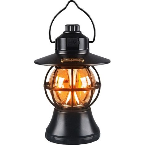 Lanterne de Camping LED rétro Lanterne Vintage LED ABS,Éclairage de Tente extérieure, équipement de Camping pour accrocher des boîtes à Outils, des capots de Voiture et des Cadres (1/4)
