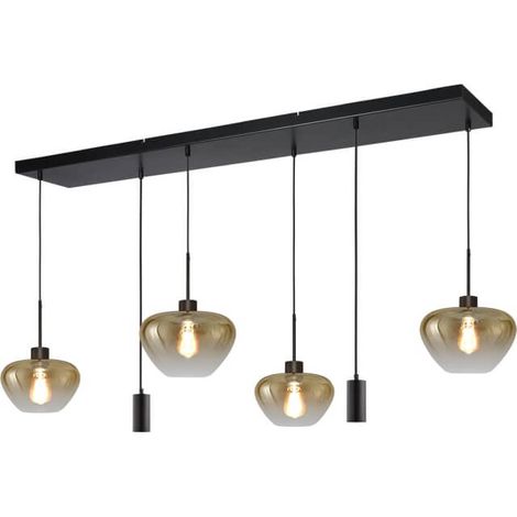 Suspension 6 lumières Genua noir avec verre doré - 2971-0505130256MB222 (1/3)