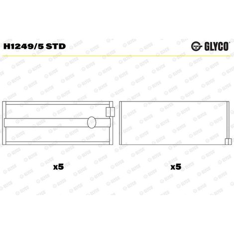 Coussinet de paliers de vilebrequin GLYCO H1249/5 STD NISSAN 12207-ES60A