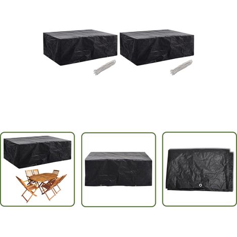 The Living Store Housses de salon de jardin 2 pcs 8 œillets 242x162x100 cm - Housse De Jardin - Housse De Meuble Extérieur - Protection Mobilier Extérieur - Housse Imperméable - Housse Anti Uv (1/5)