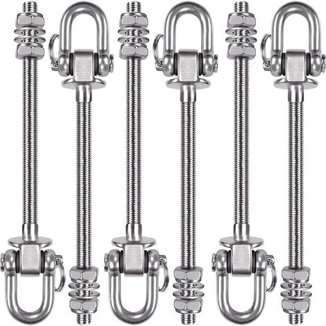 - Percha para hamaca de acero inoxidable resistente - Capacidad de 300 kg - 23,5 cm x M10 - Ganchos para columpios de madera y acero - para hamaca de yoga, hamaca, saco de boxeo, porche, 6 por caja (1/5)