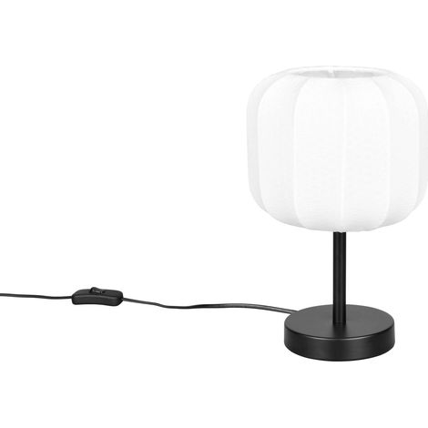 Lampada da tavolo, tessuto e metallo, bianco e nero, H 32 cm, Madeline (1/5)