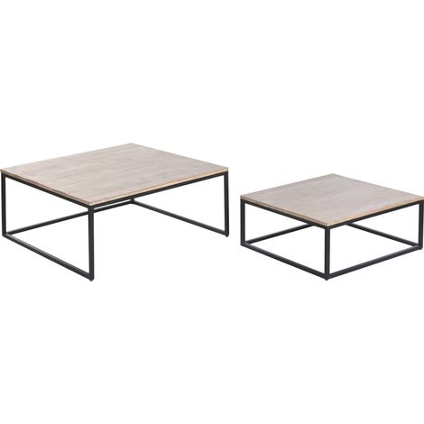 Mesa Centro Set 2 Metal Mango 90X90X40 Natural (1/5)