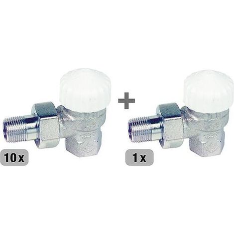 Pack promo 10+1 gratuit Corps de robinet thermostatique équerre HEIMEIER V-exact II, DN15 (1/2") (1/2)