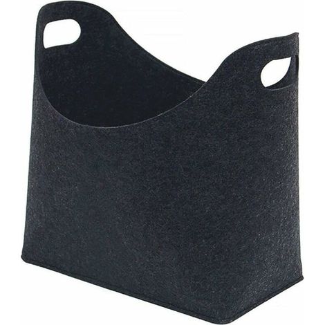BRAVIX Panier de rangement pliable en feutre pour cheminée en bois de chauffage, sac à bûches, sac de transport en bois de cheminée, porte-revues