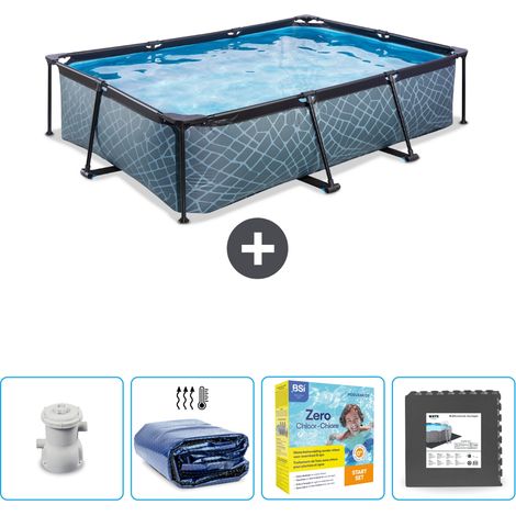 Exit Pool Rechteckig - Steinoptik - 300x200x65 cm - 5-teilig SCB68 (1/4)