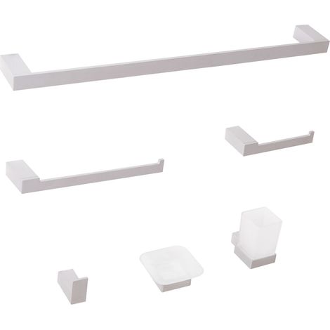 6-Piece Bathroom Hardware Set TUMACO with Towel Bars and Hooks Silver (1/5)