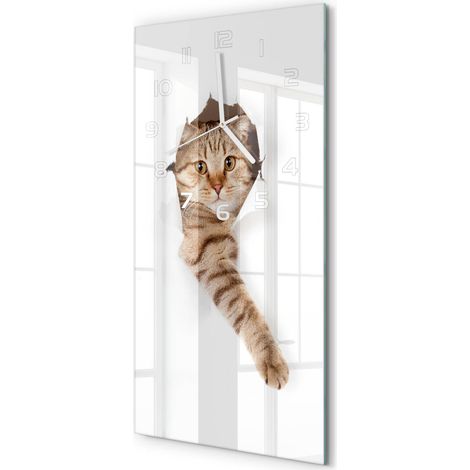 Horloge Murale Rectangulaire Verticale Design Artistique Silencieuse 30x60 cm Chat 30x60 cm (1/5)