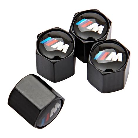 (NOIR) Lot de 4 bouchons de valve de voiture avec protection anti-poussière, compatibles avec BMW E46 M, E90, E34, E36, E60, E90, E39, E70, F10, F20, X5, X6, M3, M5 et M6. Accessoires auto (1/5)