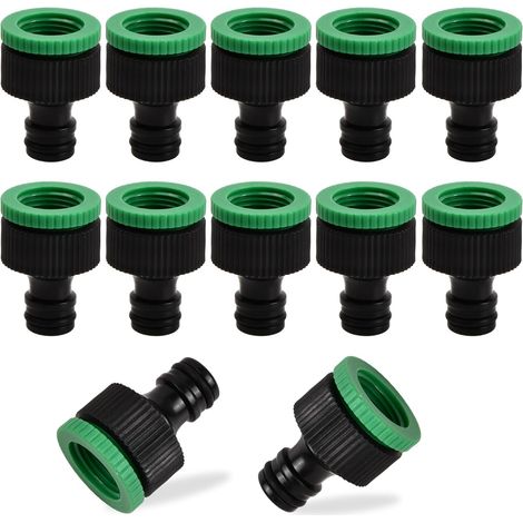 10 Pcs Connecteurs de Robinet de Tuyau D'arrosage 3/4 '' and 1/2 '' BSP 2in1 Plastique Nez de Robinet d'arrosage à Visser Adapter Raccord de Connecteur de Robinet Fileté (1/5)