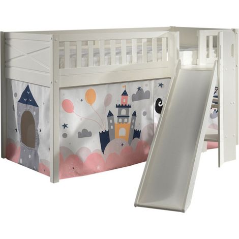 Lit Enfant Toboggan & Tente "Scott Princesse Sophie" 90x200cm Blanc (1/5)
