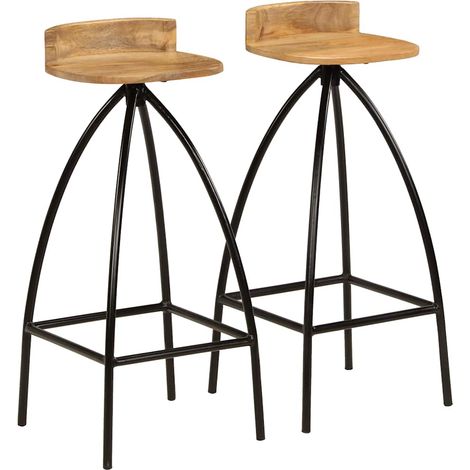 vidaXL Chaises de bar lot de 2 bois de manguier solide (1/5)