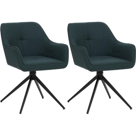 2er-Set Esszimmerstuhl HHG-983, Küchenstuhl Armlehne, drehbar Auto-Return, Stoff/Textil (270g/m²) petrol-grün (1/5)