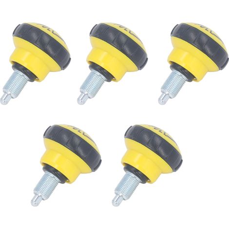 Lot de 5 boutons à ressort à goupille, noirs et jaunes, en ABS et fer résistants à l'usure, pour appareils de fitness, vélos d'appartement et équipements de sport. (1/5)
