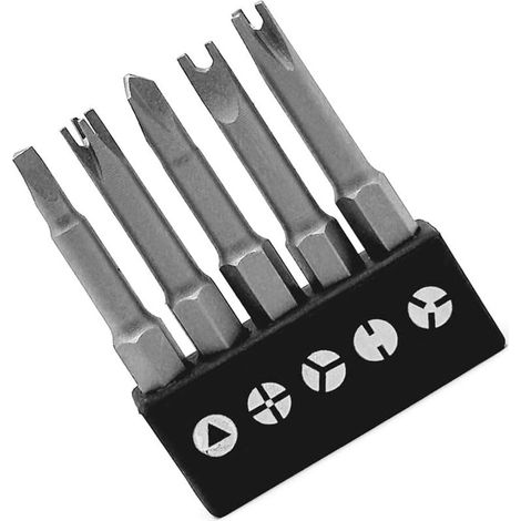Lot de 5 Embouts Tournevis Magnétiques Acier S2 Forme Spéciale U Y Triangle Croix 3 Points Outils (1/5)