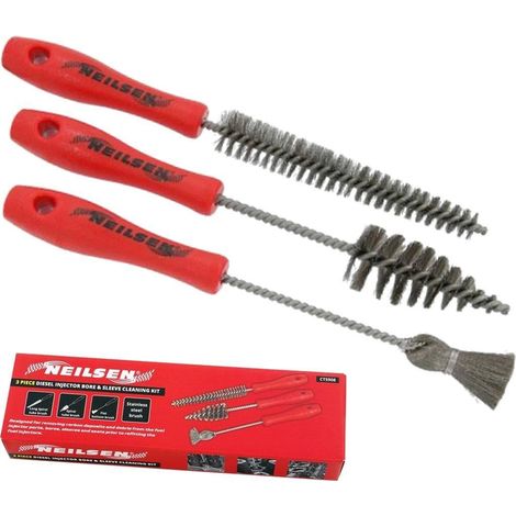 Neilsen Diesel Injector Bore Sleeve Cleaning Kit Set Cleaning Brush Brushes 3pc