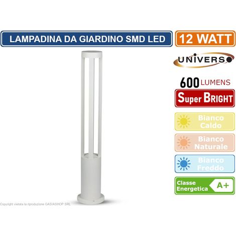 Lampione da giardino led 12w lampada per esterno lampioncino moderno bianco IP65 Naturale