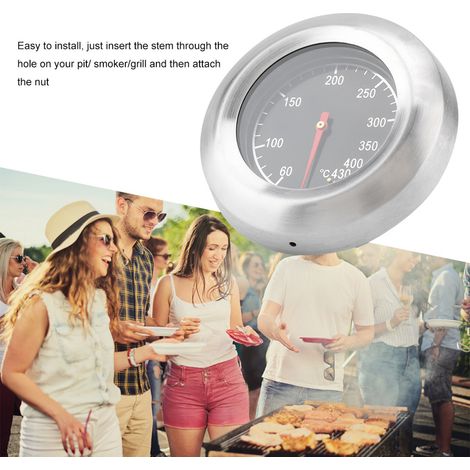 Grillthermometer aus Edelstahl 60-430°C, Temperaturanzeige zum Grillen, Räuchern und Barbecue, Edelstahlzifferblatt, präzises Kochen. (1/5)