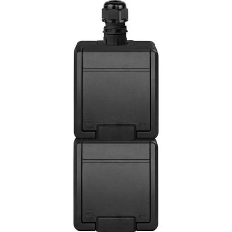 Prise double en saillie Aquant 2K avec mise à la terre 2x2P+Z verticale IP65 anthracite 5052-67