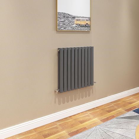 AICA Oval Column Radiator 600x590mm Central Heating Horizontal Double Stylish Anthracite (1/5)