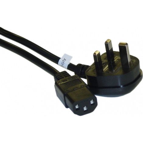 England / UK Computer/Monitor Power Cord with Fuse, BS 1363 to C13, VDE Approved, 6 foot (1/2)
