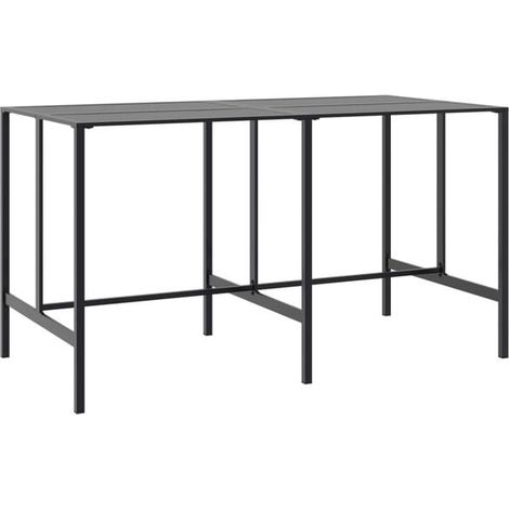Table de bar noire, 200x100x110 cm, acier thermolaqué. (1/5)