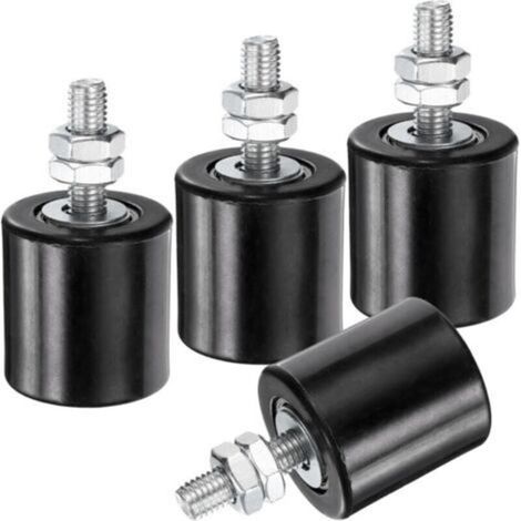 Schwarze Schiebetor-Führungsrollen, 4er-Set, 4,3 cm Nylon, Torstütze, gekapselte Kugellager-Universalführung für