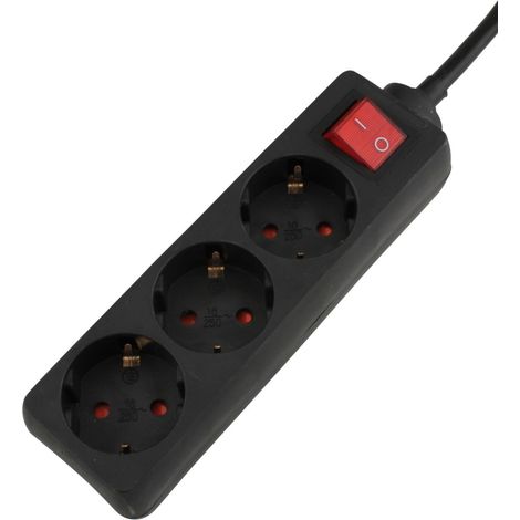 Multiprise de table à 3 prises avec interrupteur, câble de 1,4 m, noir (1/5)
