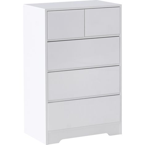 Cómoda estilo escandinavo con 5 cajones MDF cajonera sala de estar blanco Alberta