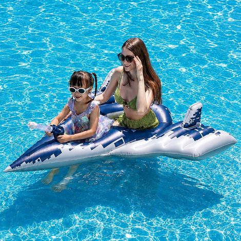 Flotteur de piscine gonflable avec pistolet à eau, camouflage numérique bleu, options simple et double pour enfants et famille (1/5)
