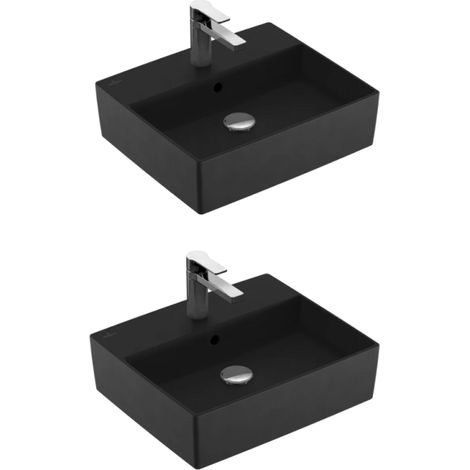 Conjunto de dos lavabos sobre encimera 50x42 cm Grafito CeramicPlus VILLEROY ET BOCH Memento 2.0